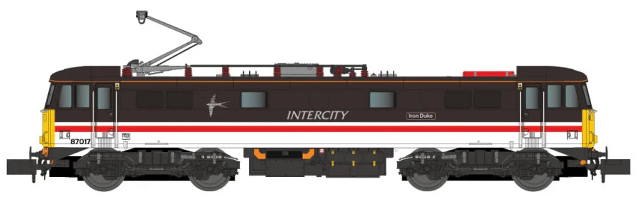 Dapol N Gauge Class 87 017 'Iron Duke' BR Intercity Swallow Model Railway Electric Locomotive DCC Fitted 2D-087-002D 1 Dapol N Gauge Class 87 017 'Iron Duke' BR Intercity Swallow Model Railway Electric Locomotive DCC Fitted 2D-087-002D