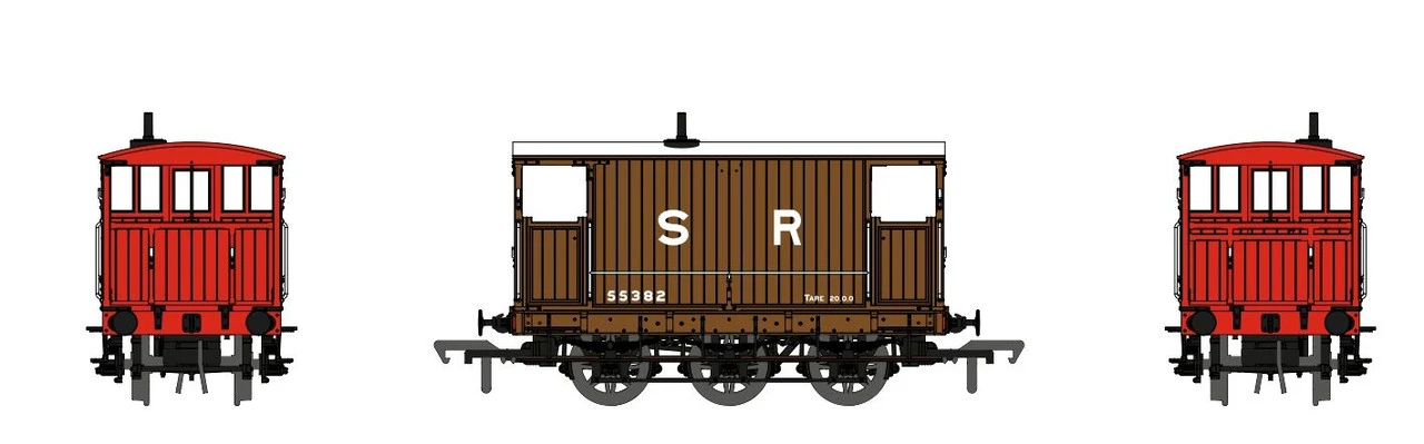 Rapido Trains OO Gauge SECR 6 Wheel Brake Van - No.55382 - SR Pre-36 Livery 931003 1 Rapido Trains OO Gauge SECR 6 Wheel Brake Van - No.55382 - SR Pre-36 Livery 931003