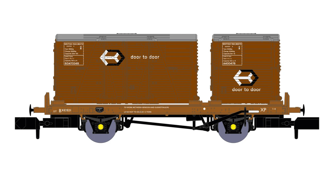 Rapido N Gauge BR ‘Conflat P’ No. B933861 (with Bauxite Containers) 921015 1 Rapido N Gauge BR ‘Conflat P’ No. B933861 (with Bauxite Containers) 921015