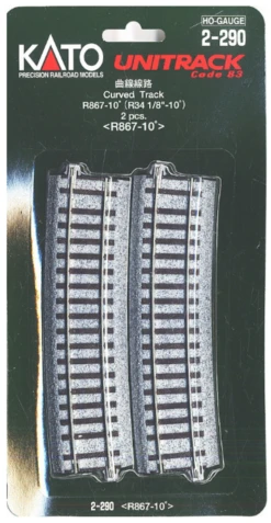 Kato HO Gauge Unitrack Curved Track R34 1/8" - 10 Degree 2pcs 2-290