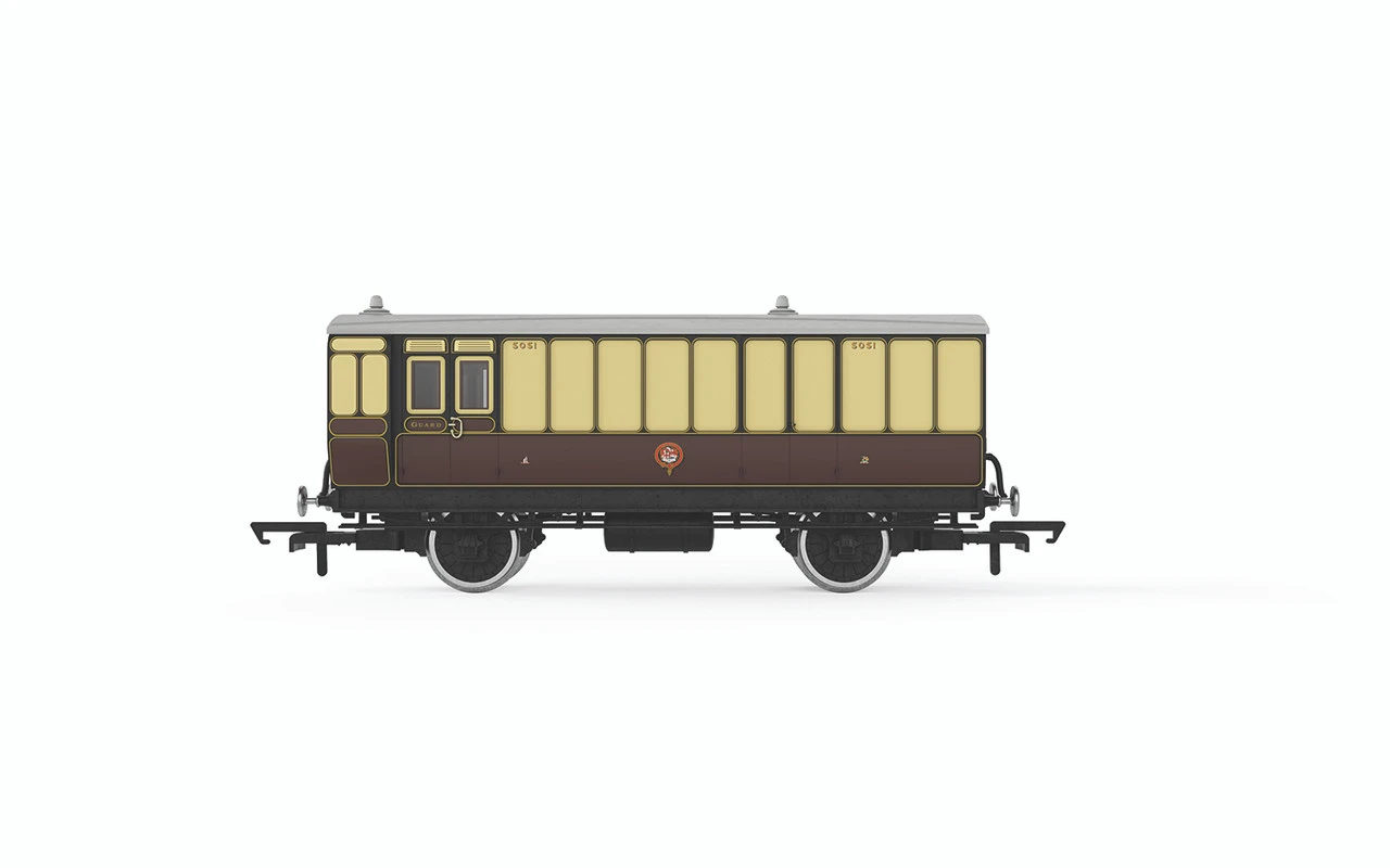 Hornby OO Gauge GWR, 4 Wheel Coach, Passenger Brake, 505 - R40310 1 Hornby OO Gauge GWR, 4 Wheel Coach, Passenger Brake, 505 - R40310