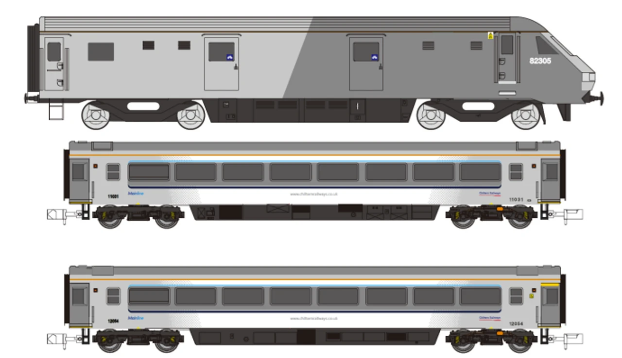 Dapol N Gauge Chiltern Railways 8pc Coach Set W DVT DCC Ready 2D-017-101 1 Dapol N Gauge Chiltern Railways 8pc Coach Set W DVT DCC Ready 2D-017-101