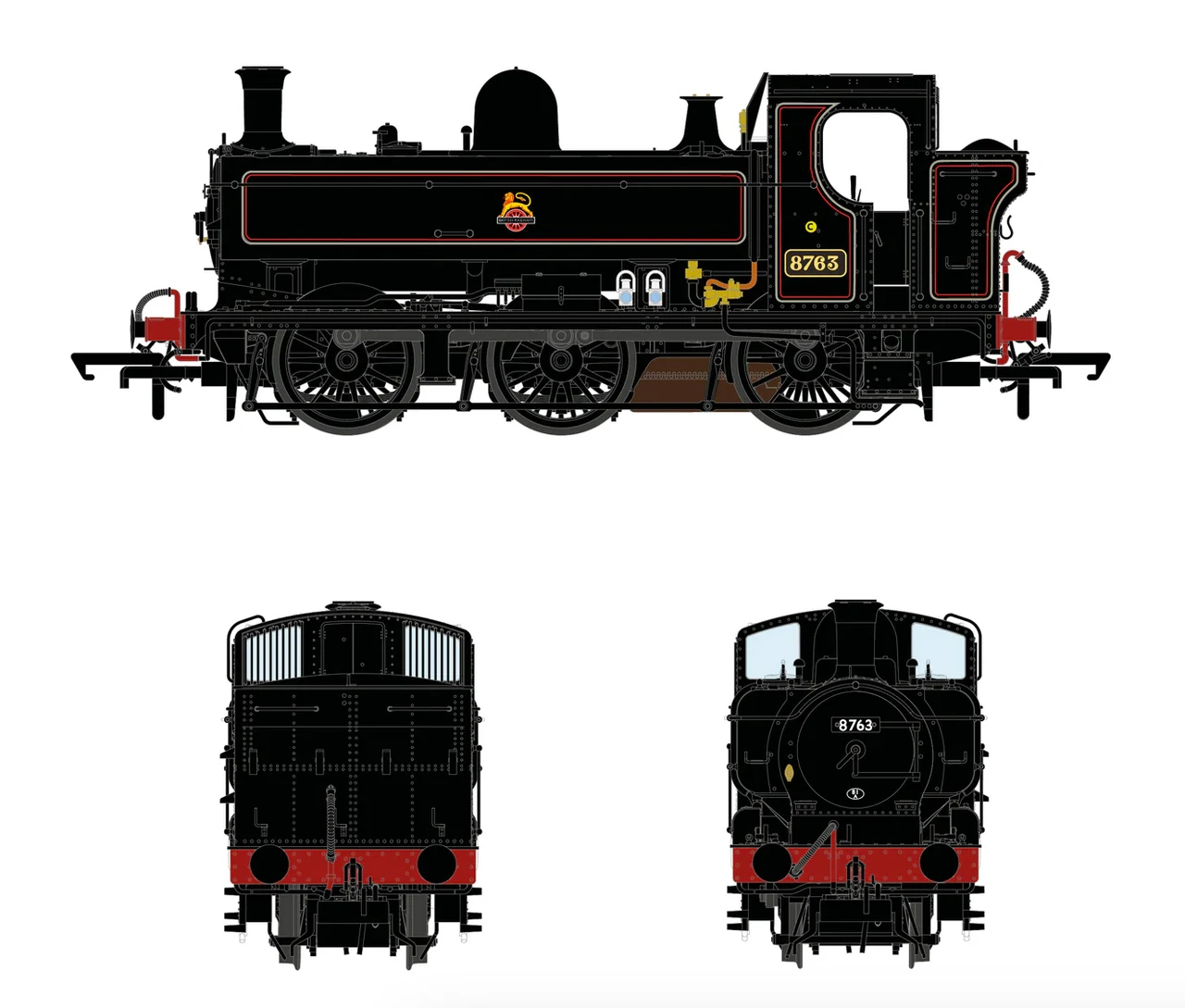 Accurascale OO 8750 Class - 8763 - Early Emblem Lined Black - DCC Sound Fitted 1 Accurascale OO 8750 Class - 8763 - Early Emblem Lined Black - DCC Sound Fitted