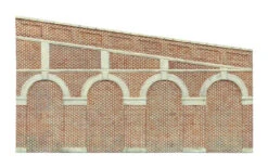 Hornby OO Gauge High Stepped Arched Retaining Walls X 2 (Red Brick) R7374